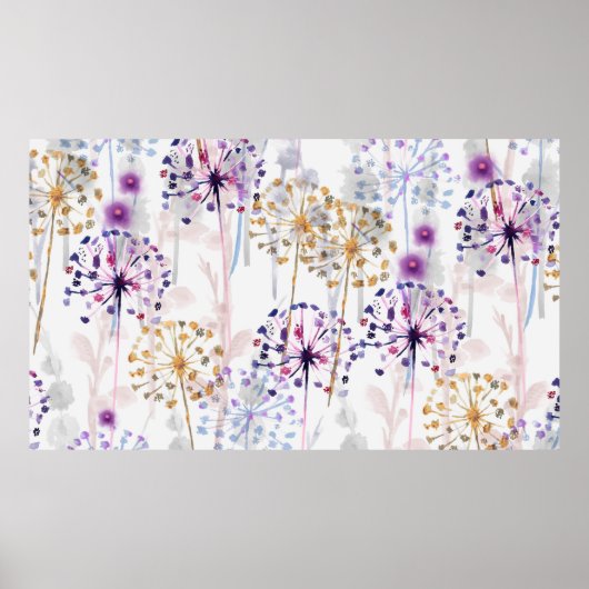 シームレスな水の色の野生の花のパターンをハンドパ ポスター (正面)
