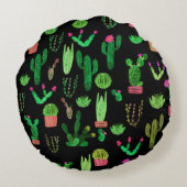シームレスな水彩のアクチス植物柄バックグロ ラウンドクッション (裏面)