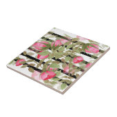 シームレスな水彩の花のピンクのバラのフローラロマ タイル (側面)