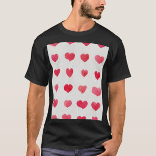 シームレスな水彩ハート:ロマンチックなパターン設計 Tシャツ