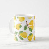 シームレスな水色の梨のパターン。ヴィンテージフルーツb コーヒーマグカップ (正面左)