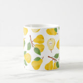 シームレスな水色の梨のパターン。ヴィンテージフルーツb コーヒーマグカップ (中央)