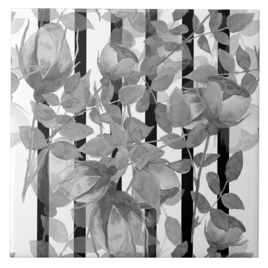 シームレスな水色の花グレーバラフローラローマ タイル (正面)