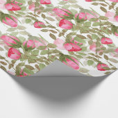 シームレスな水色の花バラフローラロマンチック ラッピングペーパー (角)