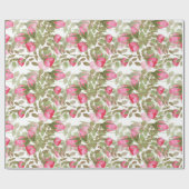 シームレスな水色の花バラフローラロマンチック ラッピングペーパー (フラット)