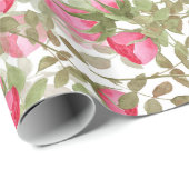 シームレスな水色の花バラフローラロマンチック ラッピングペーパー (ロールコーナー)