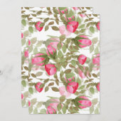 シームレスな水色の花ピンクのバラのフローラ シーズンカード (正面/裏面)