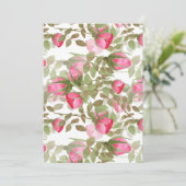 シームレスな水色の花ピンクのバラのフローラ シーズンカード (スタンド正面)