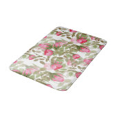 シームレスな水色の花ピンクのバラのフローラ バスマット (アングル)