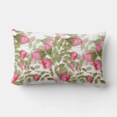 シームレスな水色の花ピンクのバラのフローラ ランバークッション (裏面)
