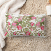 シームレスな水色の花ピンクのバラのフローラ ランバークッション (ブランケット)