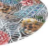 シームレスな水色の花、テクスチャパターン。 カッティングボード (角)