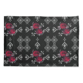 シームレスな水色の赤いバラの花の白い名前 枕カバー (裏面)