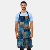 シームレスな水色抽象芸術デジタルパターン エプロン (着用した状態)
