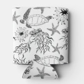 シームレスな海ウミガメ葉の植物whit 缶クーラー (裏面)