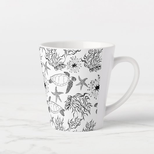 シームレスな海中海ウミガメの植物サンゴ カフェラテマグ (右)