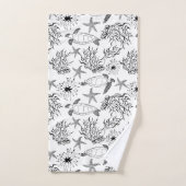 シームレスな海中海ウミガメの植物サンゴ バスタオルセット (ハンドタオル)