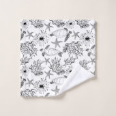 シームレスな海中海ウミガメの植物サンゴ バスタオルセット (ウォッシュタオル)