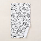 シームレスな海中海ウミガメの植物サンゴ バスタオルセット (ハンドタオル)