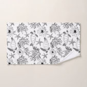 シームレスな海中海ウミガメの植物サンゴ バスタオルセット (ハンドタオル)