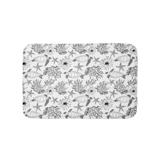 シームレスな海中海ウミガメの植物サンゴ バスマット (正面)