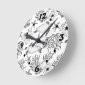 シームレスな海中海ウミガメの植物サンゴ ラウンド壁時計 (傾斜)