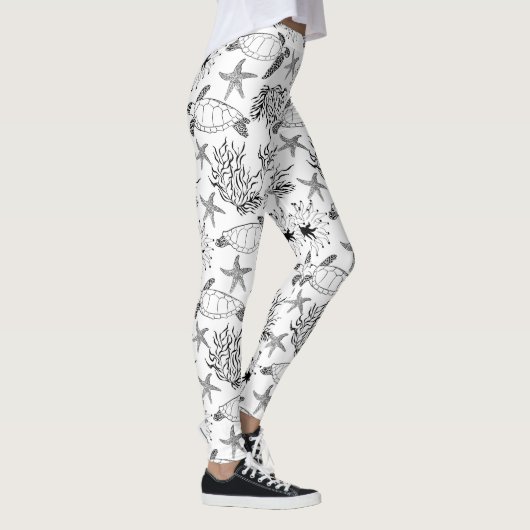 シームレスな海中海ウミガメの植物サンゴ レギンス (右)