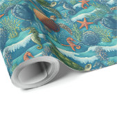 シームレスな海洋生物パターン壁紙 ラッピングペーパー (ロールコーナー)