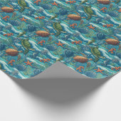 シームレスな海洋生物パターン壁紙 ラッピングペーパー (角)