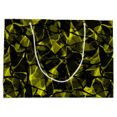 シームレスな液体の波状抽象芸術ブラックモダン・グリーン ラージペーパーバッグ (裏面)