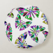 シームレスな漫画かわいいおもしろいキッズ抽象芸術buttfly p ラウンドクッション (裏面)