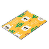 シームレスな漫画のラマとサボテンの模様 ノートブック (左側)