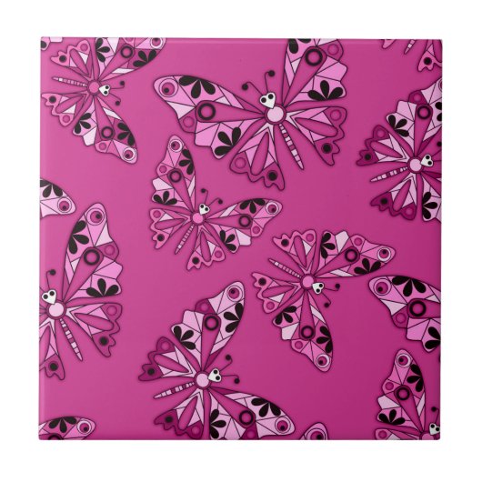 シームレスな漫画の子供の抽象芸術butteflyパターンpi タイル (正面)