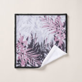 シームレスな熱帯ジャングルのエキゾチックなパーム葉パターター バスタオルセット (ウォッシュタオル)