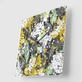 シームレスな熱帯ジャングルのエキゾチックな抽象芸術幾何学的 スクエア壁時計 (傾斜)