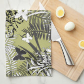シームレスな熱帯ジャングルパーム葉トロピックバター キッチンタオル (四つ折り)