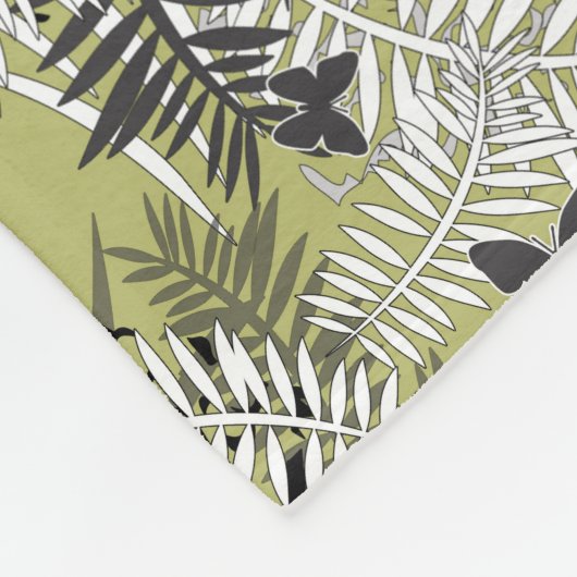 シームレスな熱帯ジャングルパーム葉トロピックバター フリースブランケット (角)