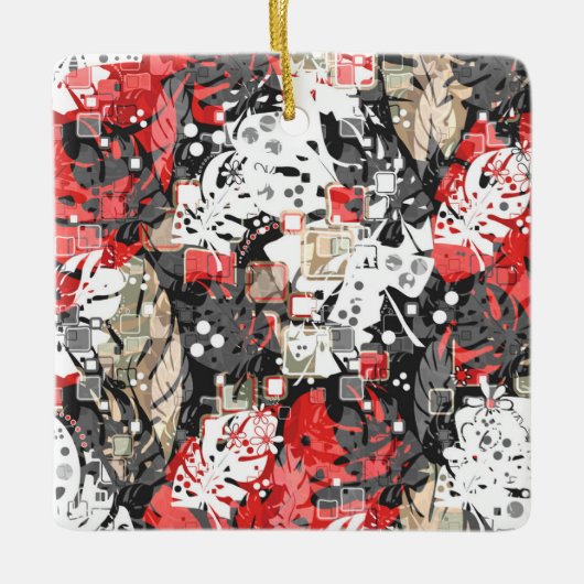 シームレスな熱帯ジャングル異国葉のモンスターズbl セラミックオーナメント (正面)