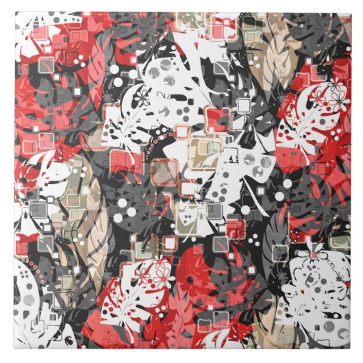 シームレスな熱帯ジャングル異国葉のモンスターズbl タイル (正面)