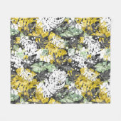 シームレスな熱帯ジャングル異国葉抽象芸術bl フリースブランケット (正面(横))