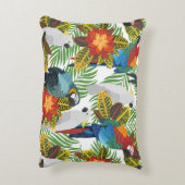 シームレスな熱帯パターンとオウム。  アクセントクッション (裏面(縦))