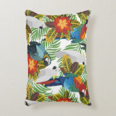 シームレスな熱帯パターンとオウム。  アクセントクッション (正面(垂直))