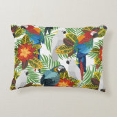 シームレスな熱帯パターンとオウム。  アクセントクッション (裏面)