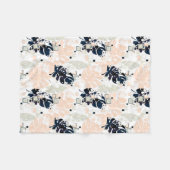 シームレスな熱帯葉ジャングルのモンステラのヤシの葉 フリースブランケット (正面(横))