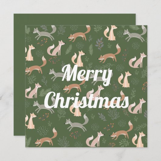 シームレスな狐の冬の枝と葉のパターン カード (正面/裏面)