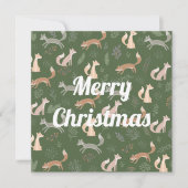 シームレスな狐の冬の枝と葉のパターン カード (正面)