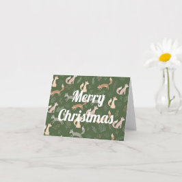 シームレスな狐の冬の枝と葉のパターン カード