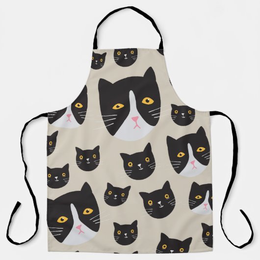 シームレスな猫、パタお洒落ーンイラストレーション。 エプロン (正面)