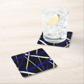 シームレスな王室の抽象芸術青と白の線 スクエアペーパーコースター (インサイチュ)