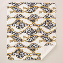 シームレスな白と金ゴールドの幾何学的プリント。 シェルパブランケット